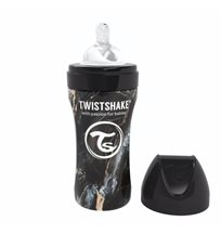 Twistshake Anti-Colic rostfri flaska 330 ml, marble svart